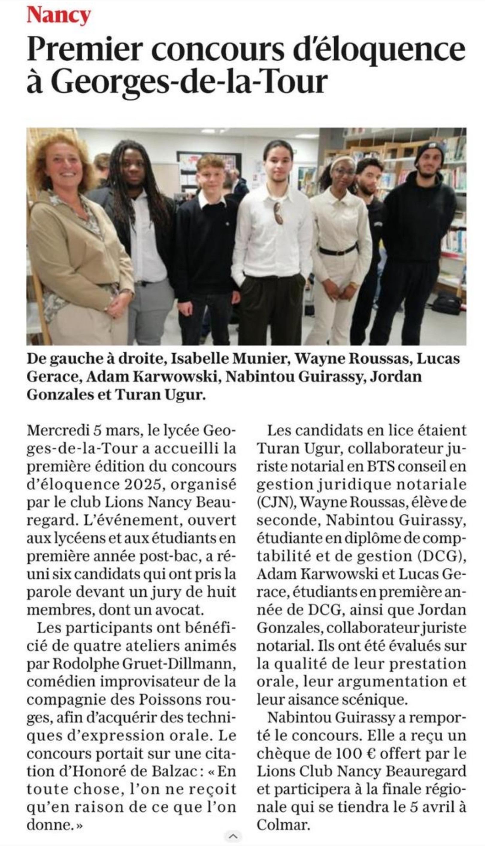 Article Est Rep mars 2025 Lions Club